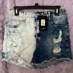 NWT | Fashion Nova | Side By Side | Two Toned Denim Shorts | Size 7